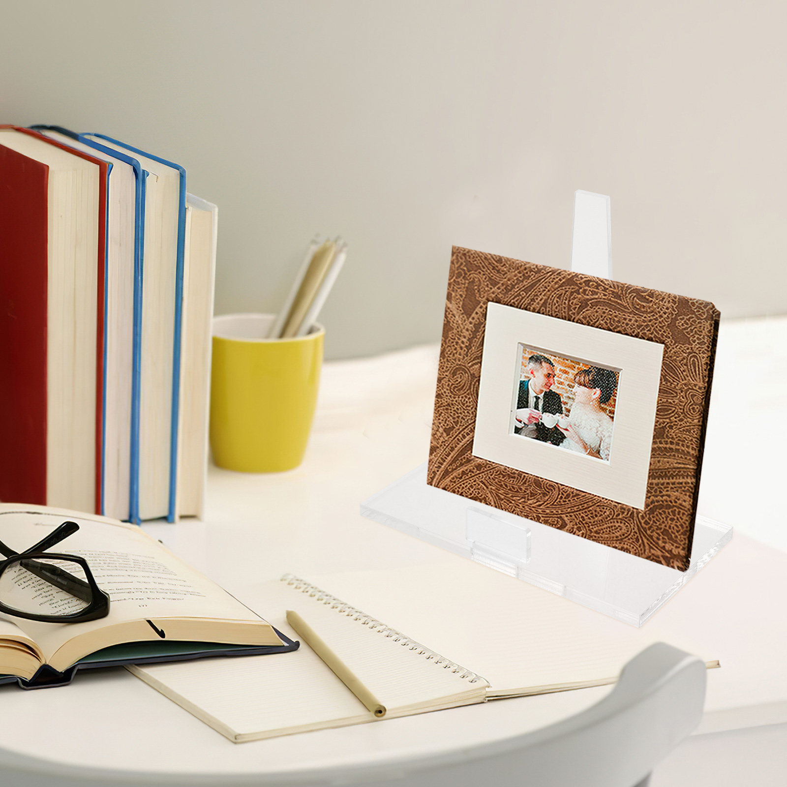 Clear Acrylic Book Stand Holder - ขาตั้งกรอบรูปอะคริลิกขนาดเล็กแบบพกพา ขาตั้งโชว์ใส ที่วางจาน หนังสือภาพ บนโต๊ะ สำหรับงานศิลปะ