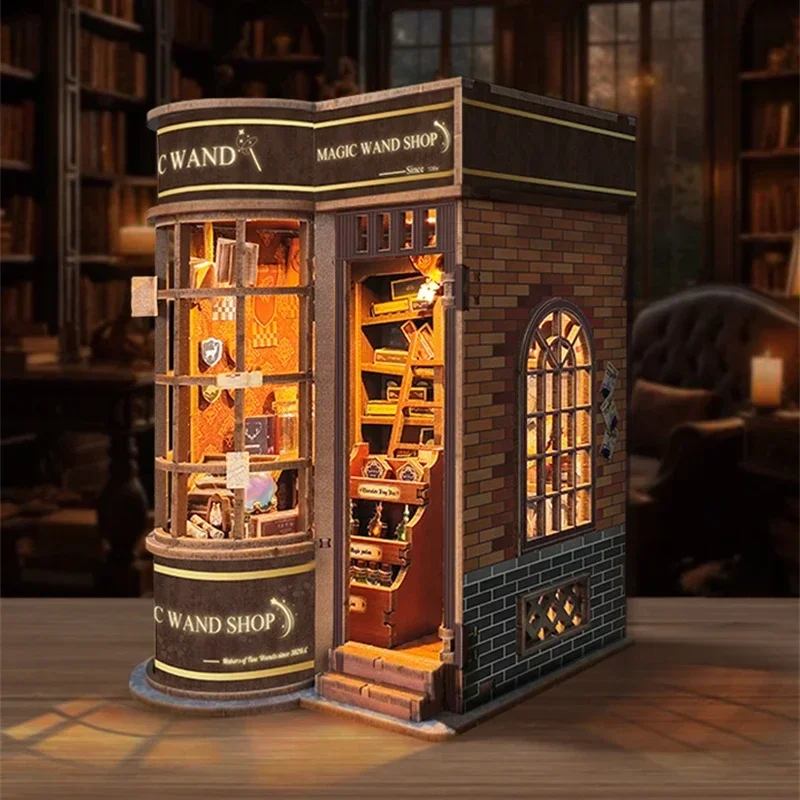 Diy Wooden Book Nook Kit Shelf Insert - ชุดโมเดลไม้จิ๋ว DIY ร้านไม้กายสิทธิ์ ชั้นวางหนังสือ ช่องเก็บหนังสือ ชิ้นส่วนตกแต่งชั้นวาง