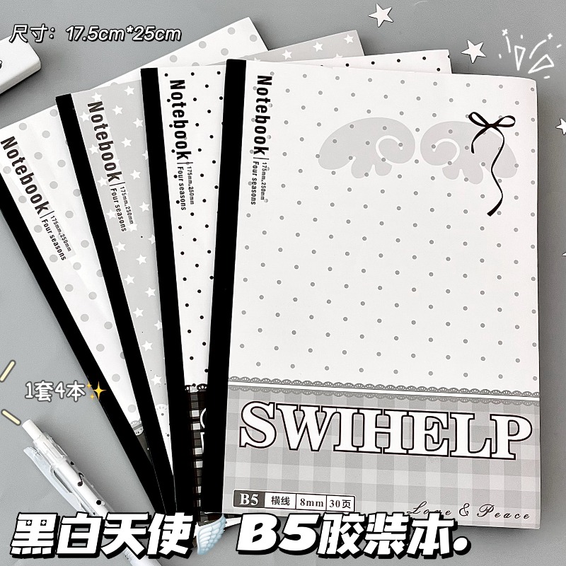 4 ชุดสมุดพลาสติก B5 สีดำและขาว - Blank Sheet Music Notebook บทวิจารณ์และราคา